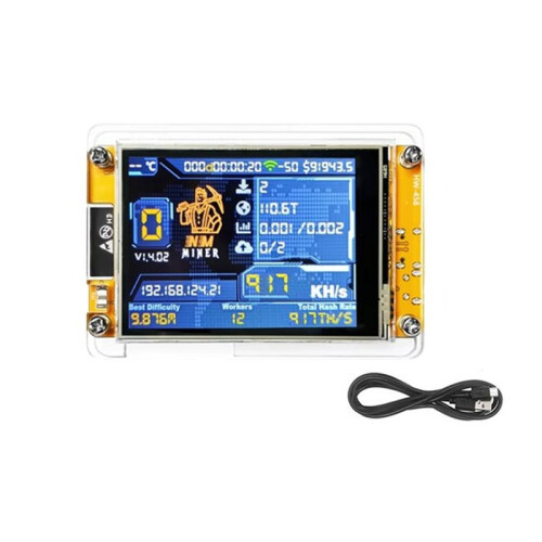 NMMiner NerdMiner Minerador com Hashrate Atualizado de 917KH/S, ESP32, Tela Inteligente de 2,8 Polegadas, Criptomoedas, Loteria Solo, Bitcoin, com 1