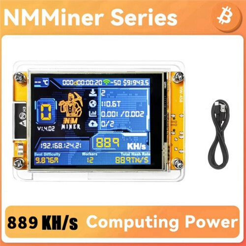 NMMiner NerdMiner Hashrate 889KH/S Minerador ESP32 Atualizado Tela Inteligente de 2,8 Polegadas Criptomoedas Loteria Solo Bitcoin com Suporte 2