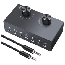 6 3.5mm Audio Bidirectional 3.5mm Audio Switcher Support 1 in 6 Out or 6 in 1 Out,for PC Phone Headphone