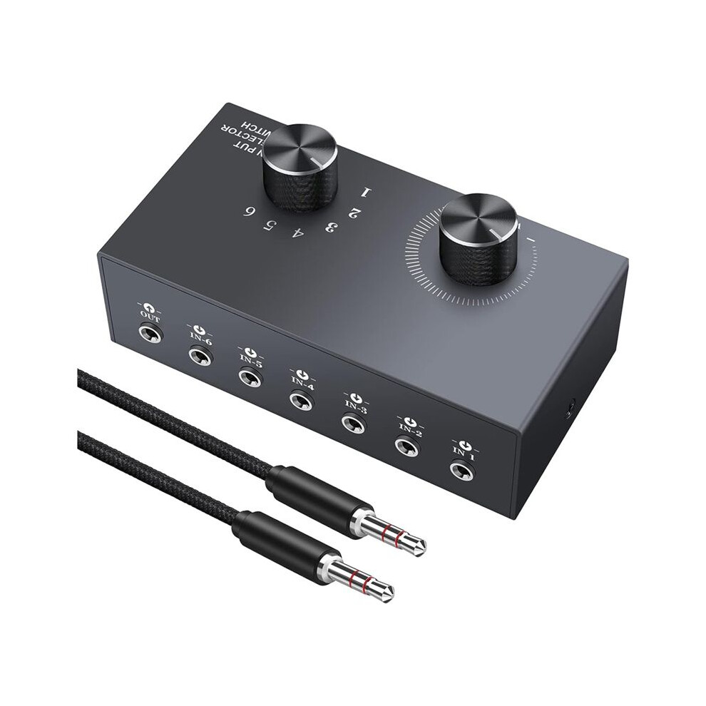Photos - KVM Switch 6 3.5mm Audio Bidirectional 3.5mm Audio Switcher Support 1 in 6 Out or 6 in 1 Out,for PC Phone Headphone