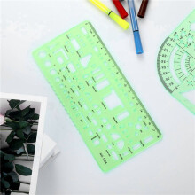 12 Pieces Plastic Measuring Templates Building Formwork Stencils Geometric Drawing Rulers for Office and School,Green