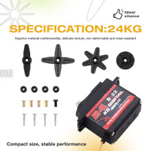 RXAZ Low Profile Digital Servo Short Body Standard Large Torque Metal Gear Motor for 1/8 1/10 RC Car Robot 24KG