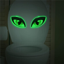 Reflective Green Eyes Toilet Sticker, Night Safety Warning Toilet Lid Decals Sticker Self-Adhesive Waterproof Decal