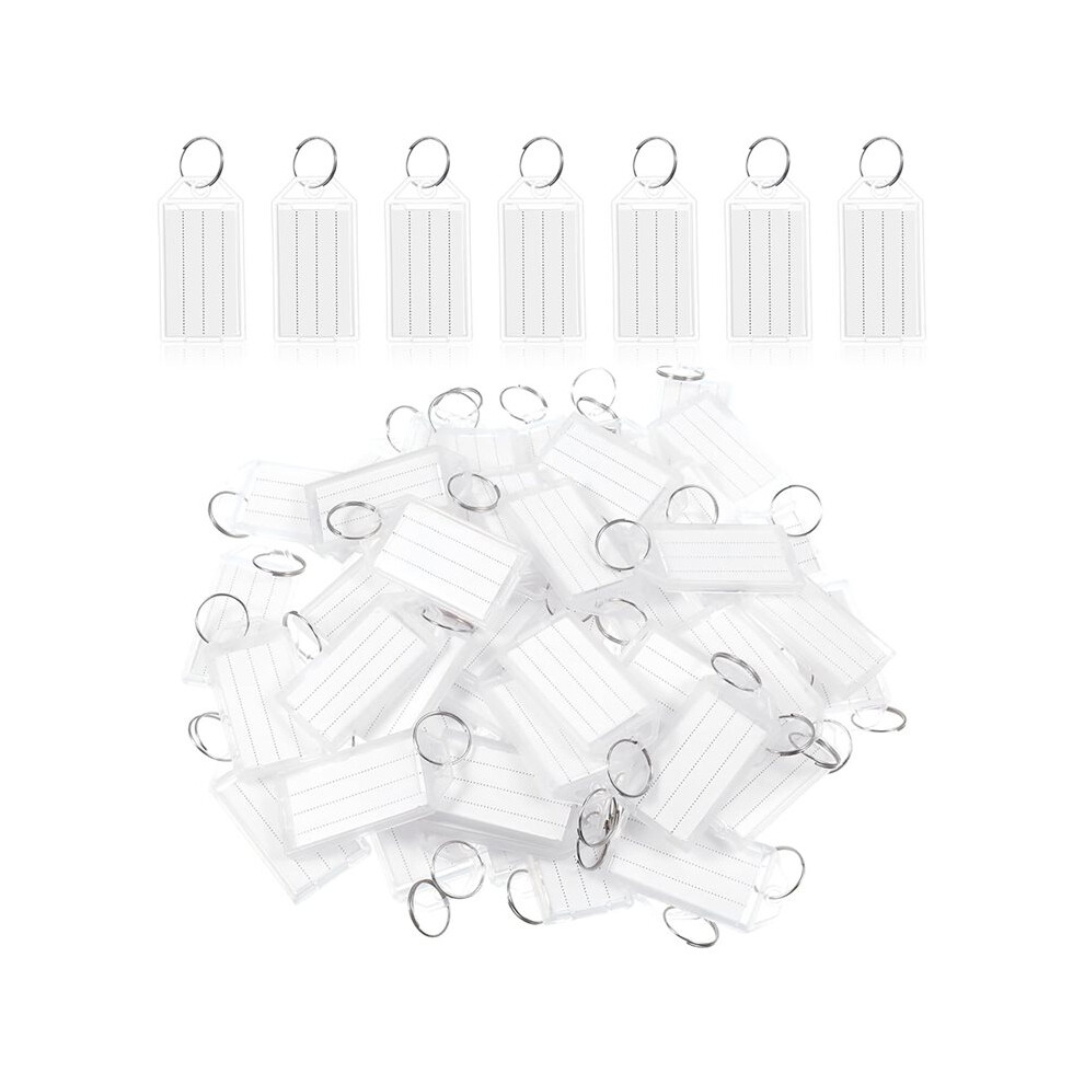 100Pcs White Plastic Key Tags With Labels, Key Fobs With Split Ring And Flap Label Window For Keys, Pets, Luggage 6033897221689