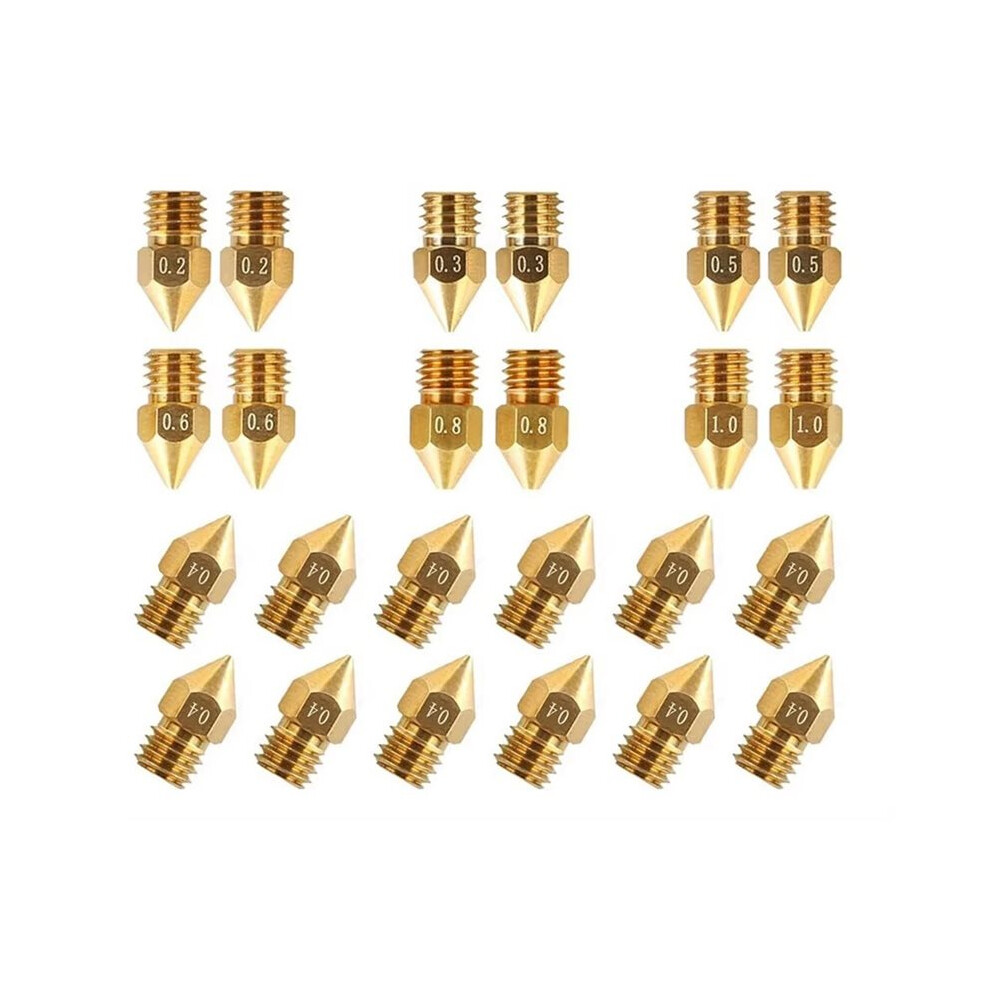 24Pcs Mk8 For 3 Nozzles 3D Printer Brass Nozzles Extruder For 3 Cr-10 0.2/0.3/0.4/0.5/0.6/0.8/1.0Mm Printer 4711677972724