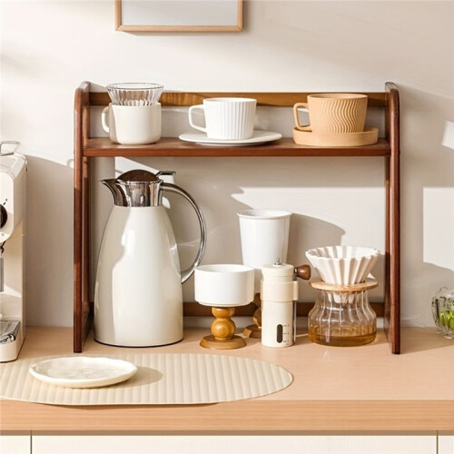 Cup Holder Storage Rack Desktop Doublelayer Coffee Cup Tea Set Storage Cup Rack Coffee Utensil Storage the Table Gift A 2