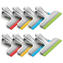 8 Stück Chipstütenclips mit Silikonüberzug - Keine Scharfen Kanten Mehr - Farbcodiert für Lebensmittelbeutel - Luftdichter Verschluss, Besonders