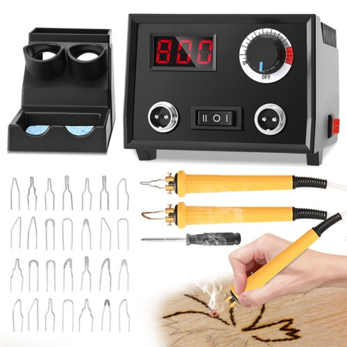 60W Pyrography Machine Kit with Wood Burning Pen and 30 Wire Tips for Crafting 1