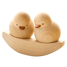 Home Decoration Furnishing Decorative Accent, Hand Carved Cute Duck Animal Sculptures Wood Statue Ornament