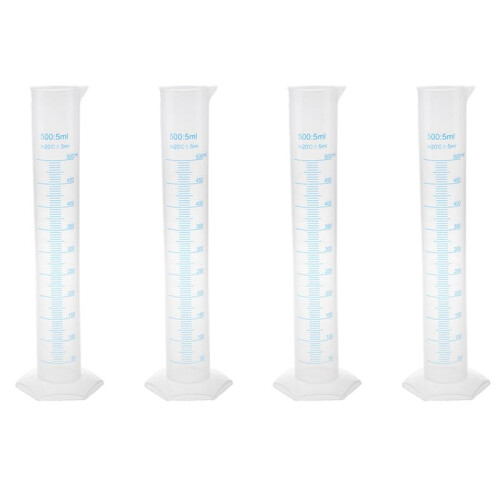 4X 500 Ml Plastic Transparent Graduated Tube.