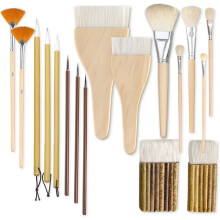 17-Teiliges Set Keramikglasur- und Malpinsel, Holzpinsel für Keramikglasur, Tonkunst und Aquarellmalerei