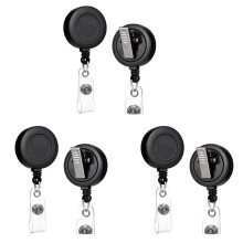 6 Pack - Retractable ID Name Badge Holder Reels with Swivel Alligator Clip (Black)