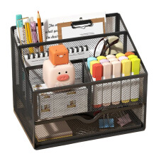 1Pcs Metal Desktop Organizer File Holder Stationery Organizer Metal Shelf Locker Pen Holder, Suitable for Office/School