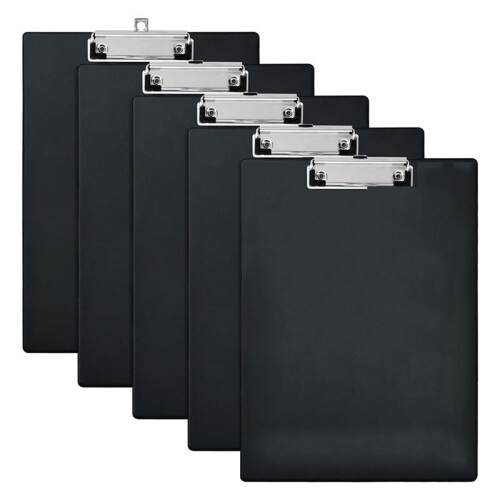 Pranchetas de Plástico, (Conjunto de 5) Prancheta com Clipe de Perfil Baixo, 8,9 X 12,3 Polegadas Pranchetas para Escritório, Escola