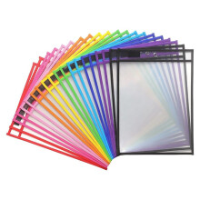20 Pack Dry Erase Pockets Sleeves with Rings,Icket Holders Clear Sleeves Sheet Protectors for Teacher Classroom Sleeves