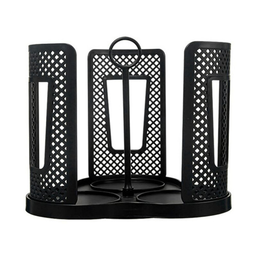 Rotating Coffee Cup Holder for Office and Kitchen Black Plastic Storage Rack
