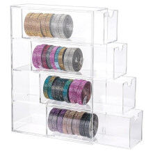 Acrylic Organizer, Clear Washi Tape Storage Holder with 4 Sliding Drawers, for Scrapbooking Art  Supplies