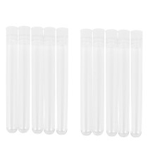 200Pcs Clear Plastic Test Tube with Cap 12X100mm U-Shaped Bottom Long Transparent Test Tube Lab Supplies