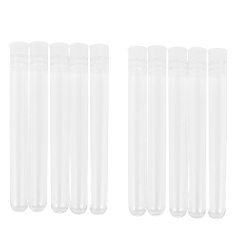 Provetta da Laboratorio Nel Plastica Trasparente da 200 Pezzi con Tappo 12X100mm