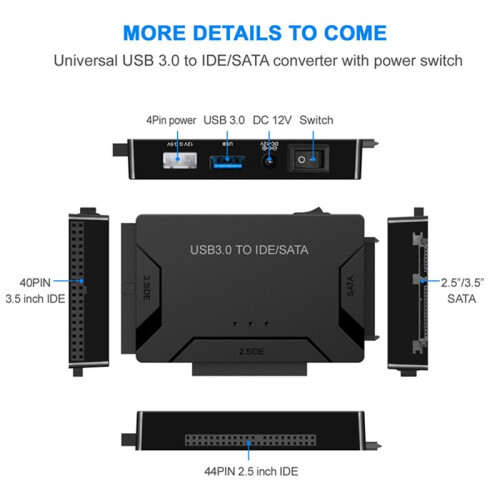 Adaptador /IDE para USB 3.0 para HDD/SSD Externo de 2,5/3,5 Polegadas com Plugue AU 2