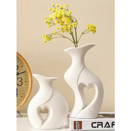 Interlocking Heart Vase Set Matte White ABS 1
