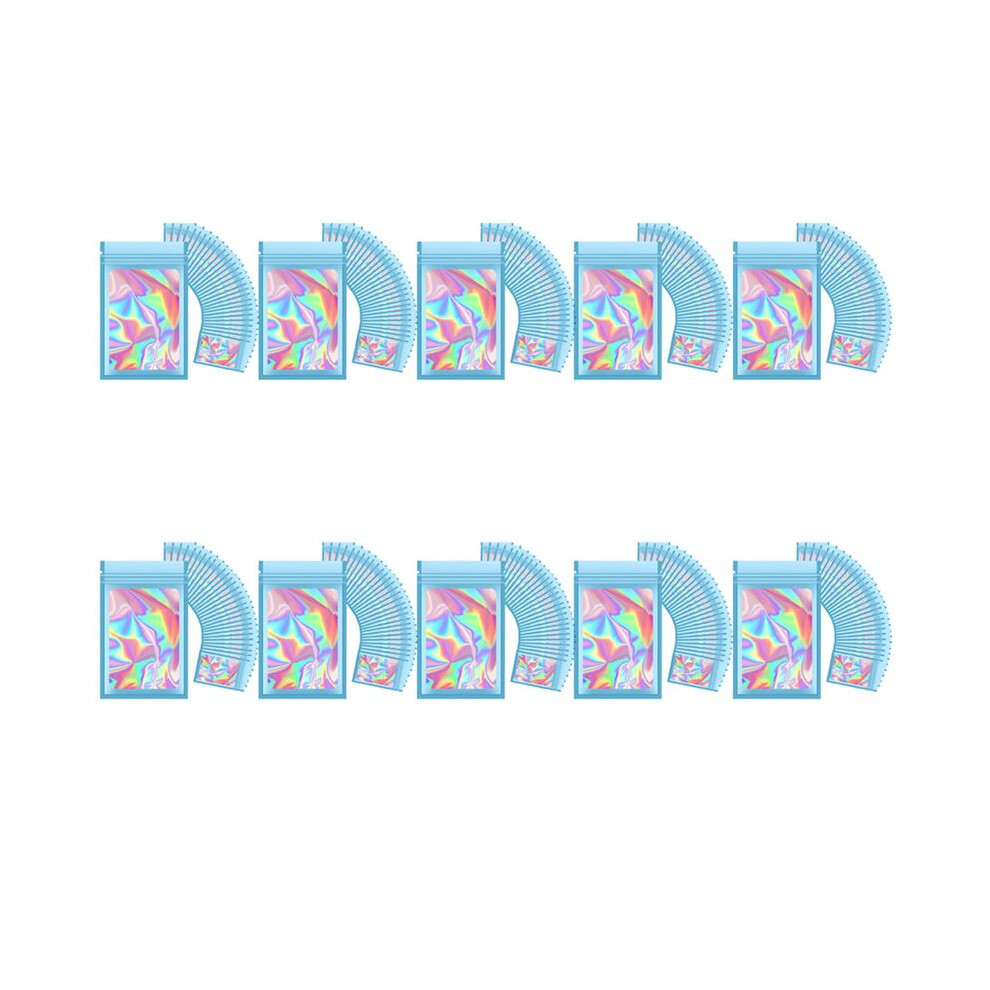 1000Pcs Resealable Holographic Bags, Smell Proof Mylar Pouch With Clear Window For Food Storage Party Favor Business 6032401310703
