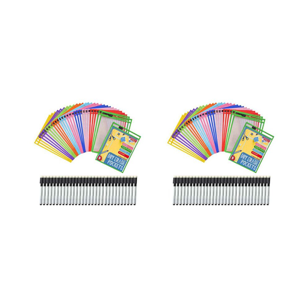 60Dry Erase Pockets Pockets Perfect Classroom Organization Reusable Dry Erase Pockets Teaching Supplies 4711115483782