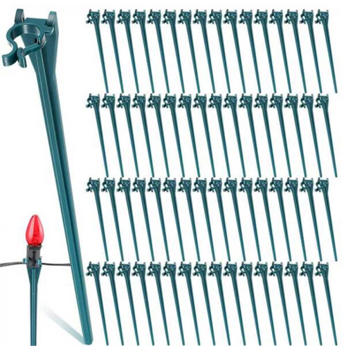 Pacote com 60 Estacas Universais para Luzes de Natal C7 e C9, para Uso Externo em Jardins e Gramados, 19 cm (7,5 Polegadas) 1