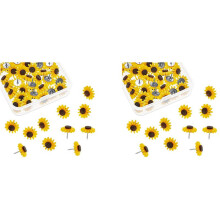 Sunflower Push Pins Sunflower Tacks Flower Cork Board Tacks Sunflower Thumb Tacks for Photos Wall Maps (80PCS)