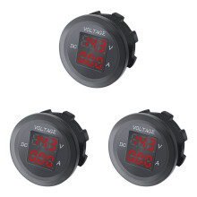3X Voltmetro Digitale un LED per Auto  12V / 24V LED Dual Voltmetro Amperometro Indicatore di Tensione per Barca Auto Universale Impermeabile Rosso