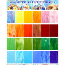 24 Sheets Stained Glass 4x6 Inch -for DIY Crafts,Mosaic Glass Art, Fused Glass Supplies,Iridescent Colors for Home Decor