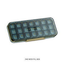 Caja de Medicamentos Portátil de 14 Cubos, Resistente Al Agua y Al Polvo, Disponible los Siete Días de la Semana, Color Azul.