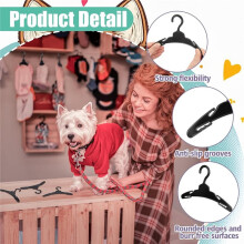 48 Stück Hundekleiderbügel, 18 cm Breit, Rutschfeste Kunststoff-Kleiderbügel für Haustiere, Kleiderhalter für Haustiere, Schwarz