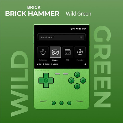 Console de Jogos Portátil Retrô BRICK Hammer com Tela IPS de 3,2 Polegadas, Iluminação LED, 256 GB, Verde 2
