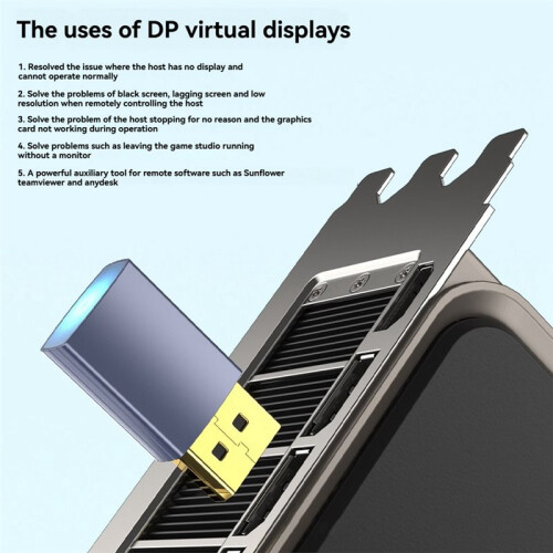4K DP Dummy Plug Display Emulator  Virtual Monitor Headless  Display EDID Emulator Virtual Display Zwart 2