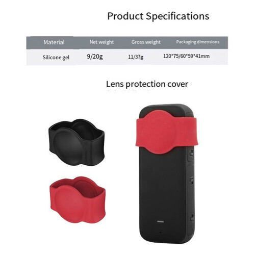 Protective Lens Cover for  X4 Air X3 Soft Lens Cap Essential Panoramic Camera Accessories Red 2