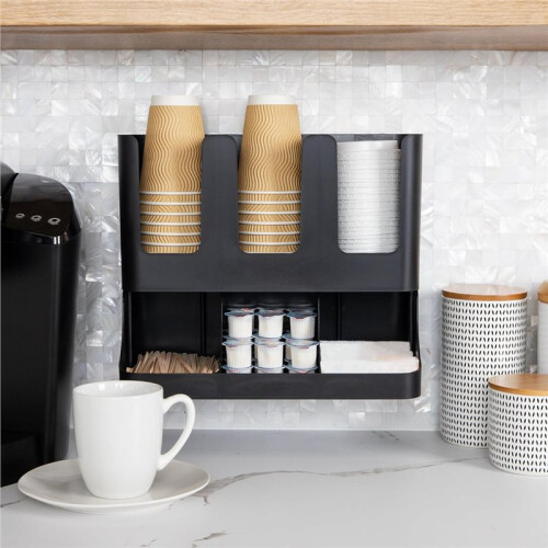 Disposable Paper Cup Holder, Multi-Functional Storage Box,Coffee Shop Straw Storage Box, Multi-Purpose Storage Box Black 1