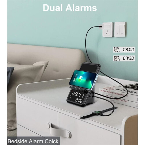 Wireless Charging Station with  Speaker and Alarm Clock,Wireless Charger for ,Android Phones 1