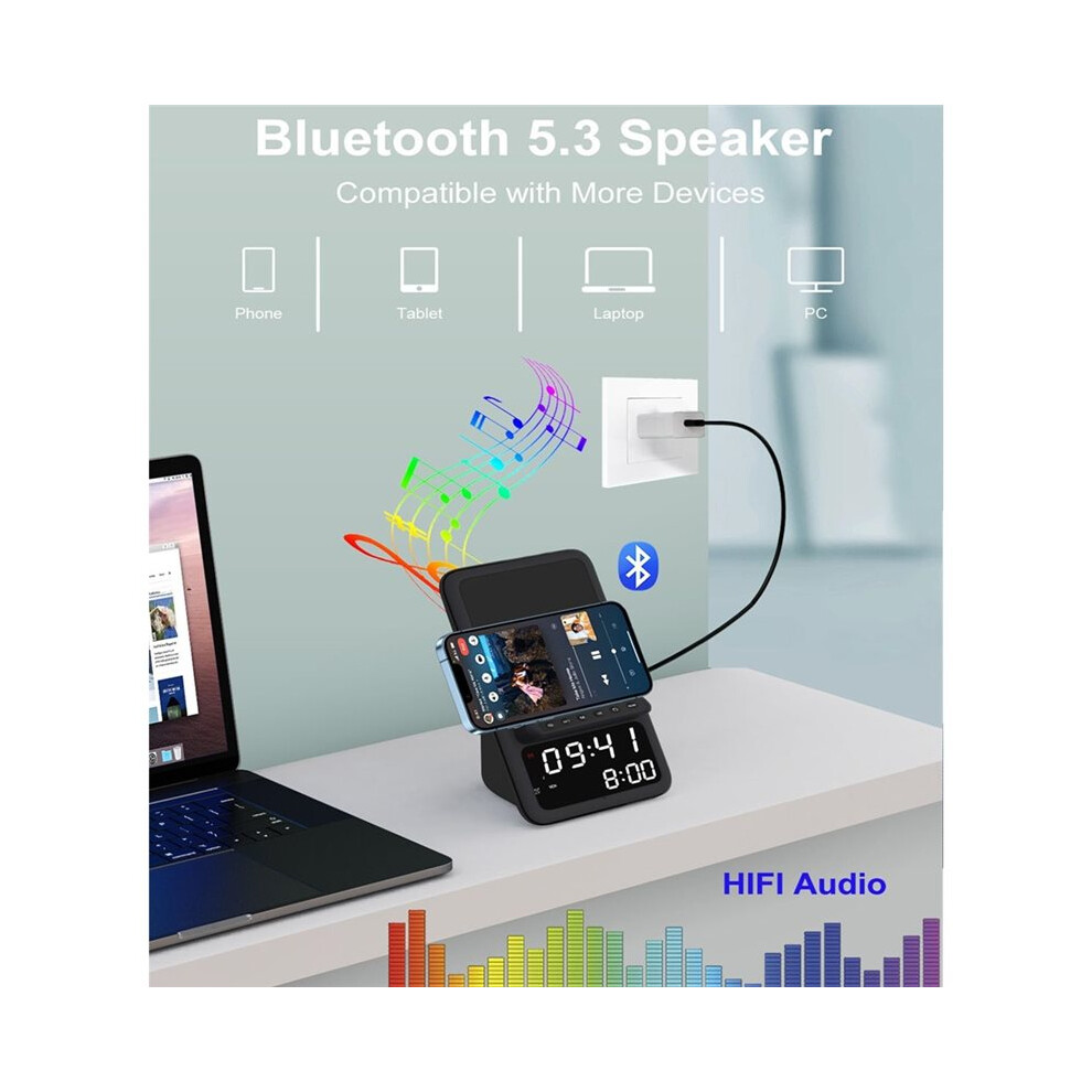 Wireless Charging Station With Speaker And Alarm Clock,Wireless Charger For ,Android Phones 6033393056013