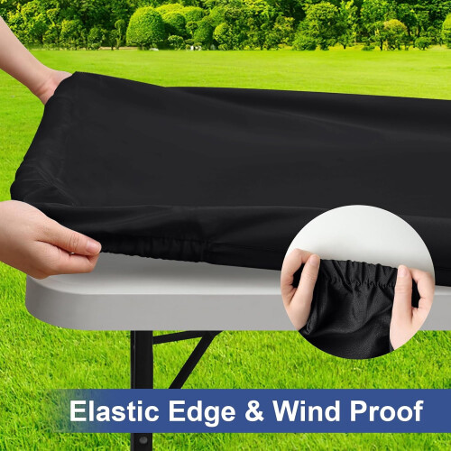 Waterproof Polyester Elastic Tablecloth for 6ft Tables 1