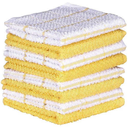 Πετσέτες πιάτων AMOUR INFINI Terry Σετ 8 τεμαχίων 12x12 ιντσών, κίτρινες 1
