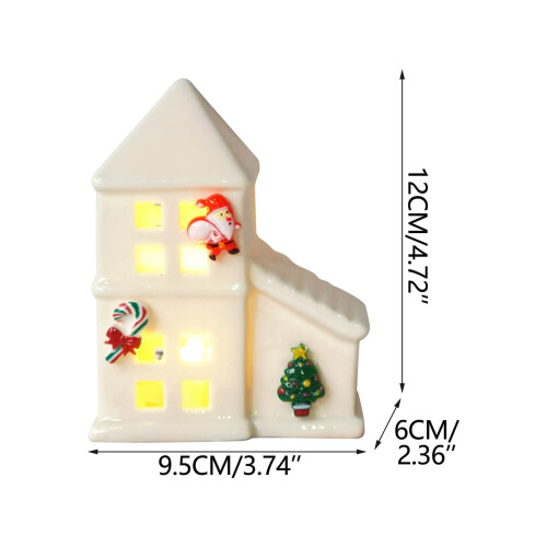Keramik-LED-Weihnachtshaus mit Schneeflockenmuster (1 Stück) 2