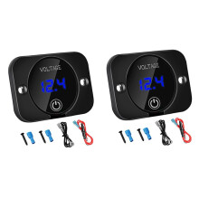 2X Jauge de Tension 12V avec Interrupteur de Contact Affichage Numérique DC12V 24V Panneau de Voltmètre étanche pour Bateau Camion  ATV UTV