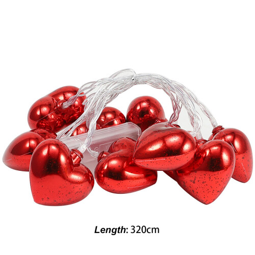 Heart String Lights 5 FT 10 LED Battery Operated 2