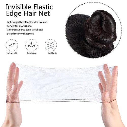 20 Stück unsichtbare Haarnetze, braun, Netzhaarnetz für Damen 2