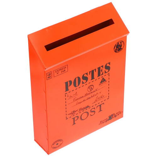 1Pack Orange Rectangular Vintage Mailbox for Wall Mountable Home Decor 11.4X8.7X2.4In 2