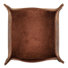 Leather Valet Tray Organizer for Desk, Portable Folding Travel Storage for Jewelry