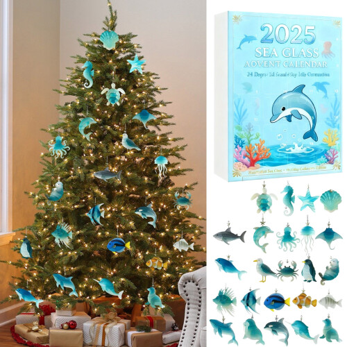 Ακρυλικά Χριστουγεννιάτικα Μενταγιόν Sea Advent Calendar, Συσκευασία 24 τεμαχίων 2