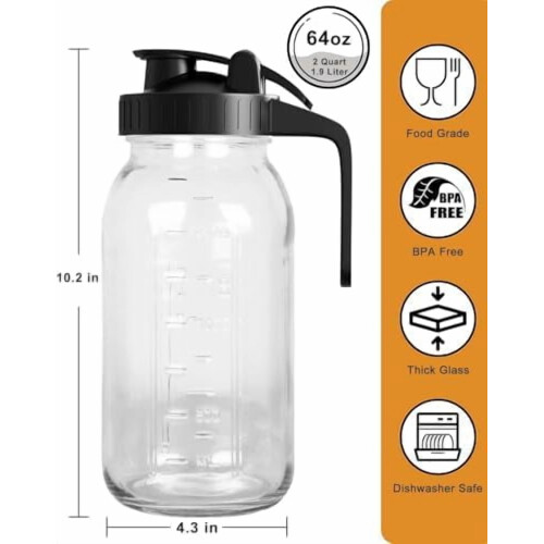 Pichet en verre avec couvercle 1,9 L (lot de 2) 2