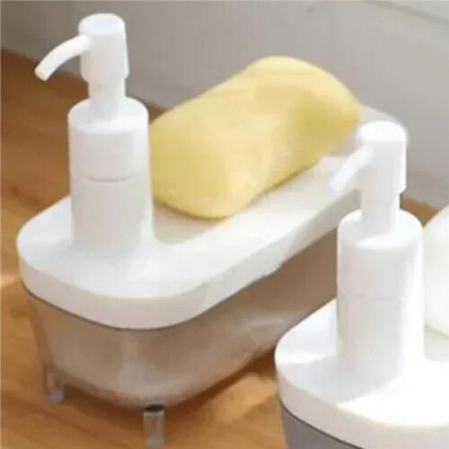 Multi-Function Liquid Container Material Drainboard Soap Holder Rack 2 In1 Dispenser and Soap Storage Box 2